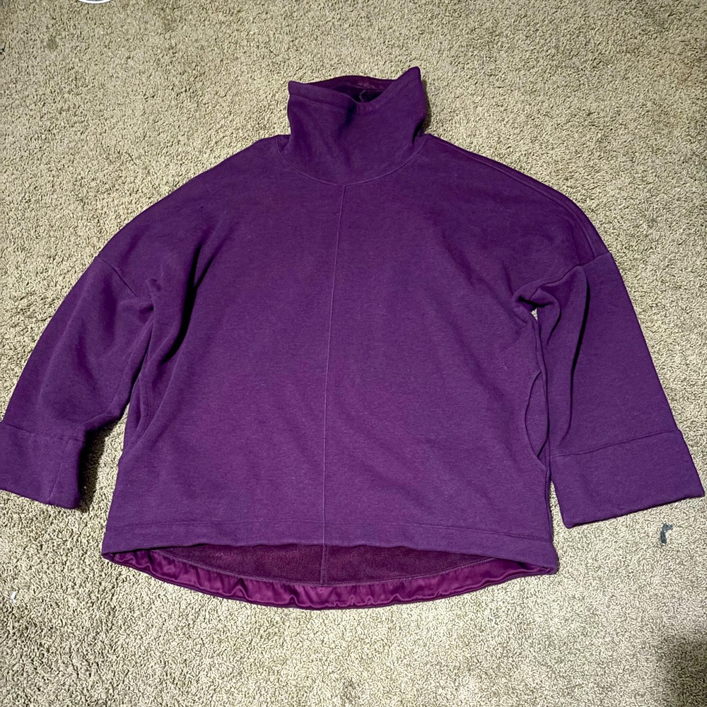 Athleta Fleece Mockneck Sweater in Burgundy
